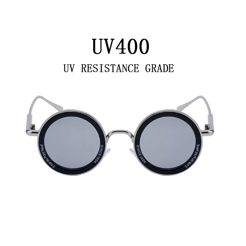 Round Steampunk Sunglasses With UV400 Protection