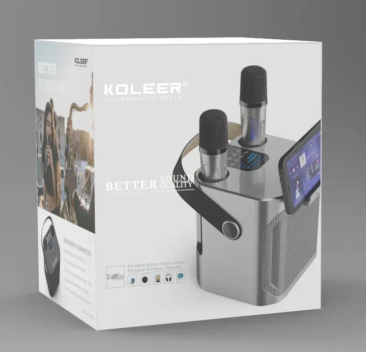 High Power Karaoke Bluetooth Speaker with Dual Microphone Boombox Portable 360 Stereo Surround Waterproof Wireless Subwoofer