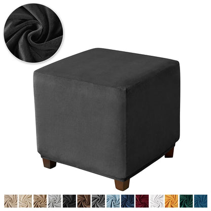 1PC Stretch Square Ottoman Stool Covers Super Soft Velvet stool Cover Elastic All-inclusive Footrest Slipcovers for Living Room