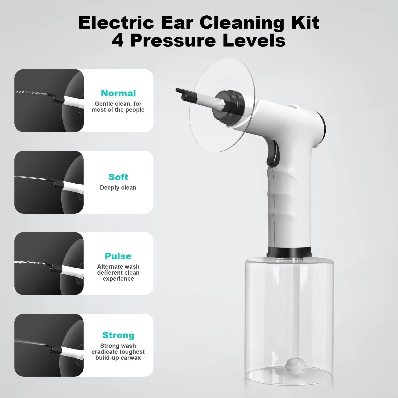 500ML Electric Visual Ear Canal Washer Tool 4 Speed Pressure Mode Earwax Removal Irrigation Kits Ear Cleaner