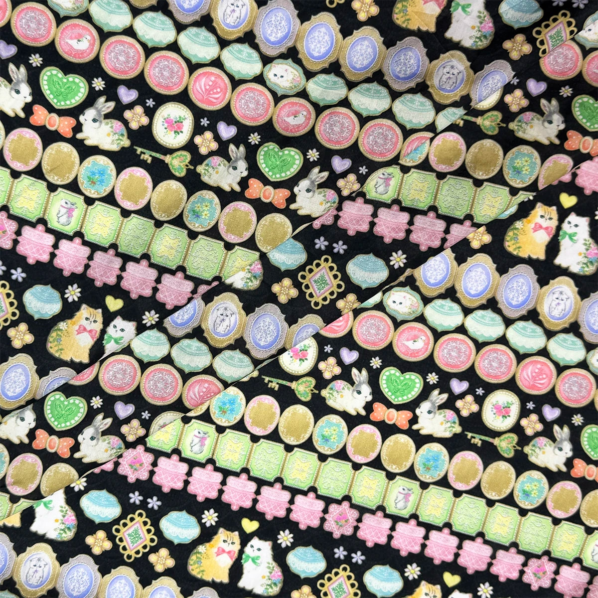 1/5M 100% cotton black Icing Cookies tana lawn fabric 80s Poplin printing Sewing fabric Making Dress Clothing Handmade DIY Cloth