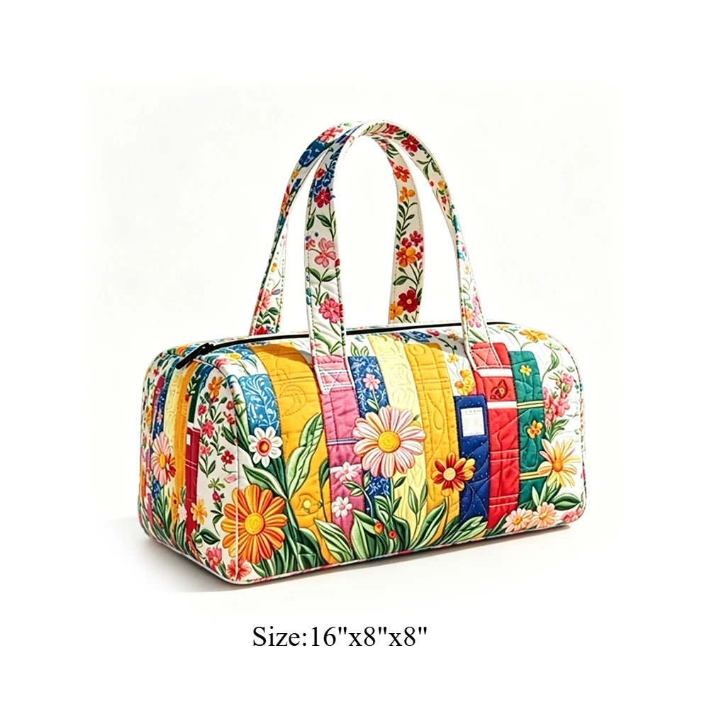 Cute Dachshund Dog Print Quilted Duffel Bag Rainbow Striped Pet Lover Travel Lightweight Polyester Weekender Bag for Women Girls