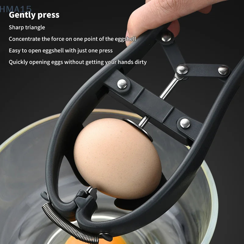 Stainless Steel Egg Cracker & Separator – Handheld Egg Opener with Yolk White Separator Tool