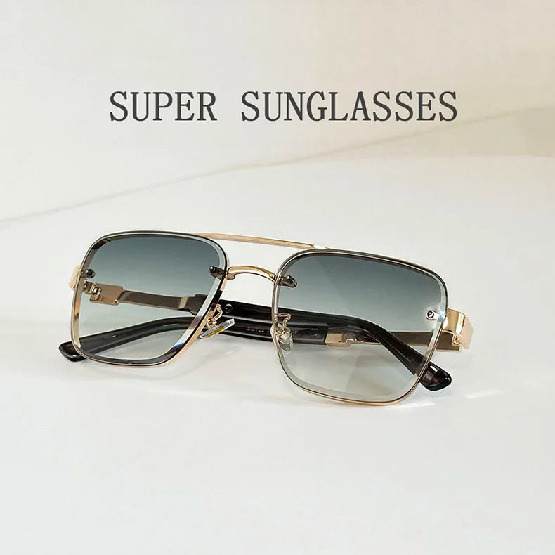 Square Alloy Frame Sunglasses With UV400 Protection