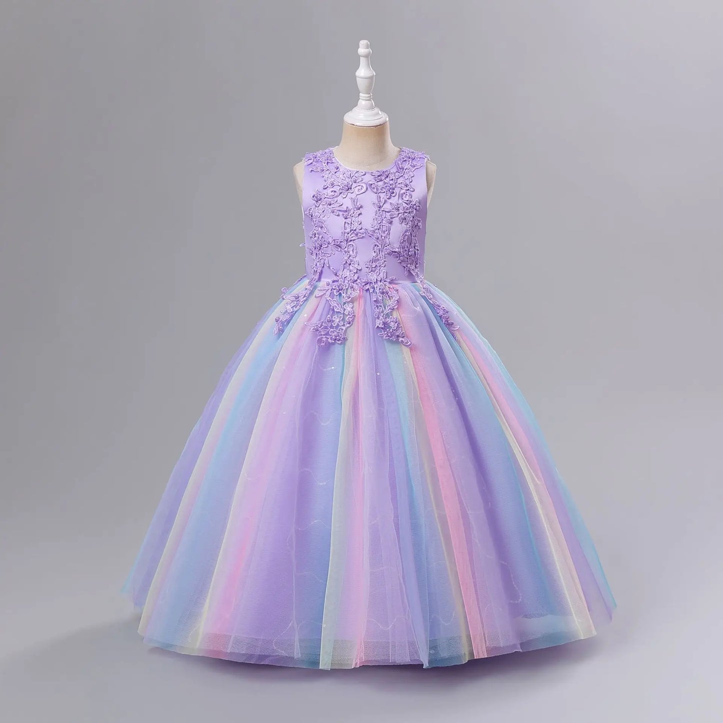 Girls Princess Ball Gown Floral Lace Tutu Dress for Flower Girl / Birthday / Pageant Wedding Party Dress