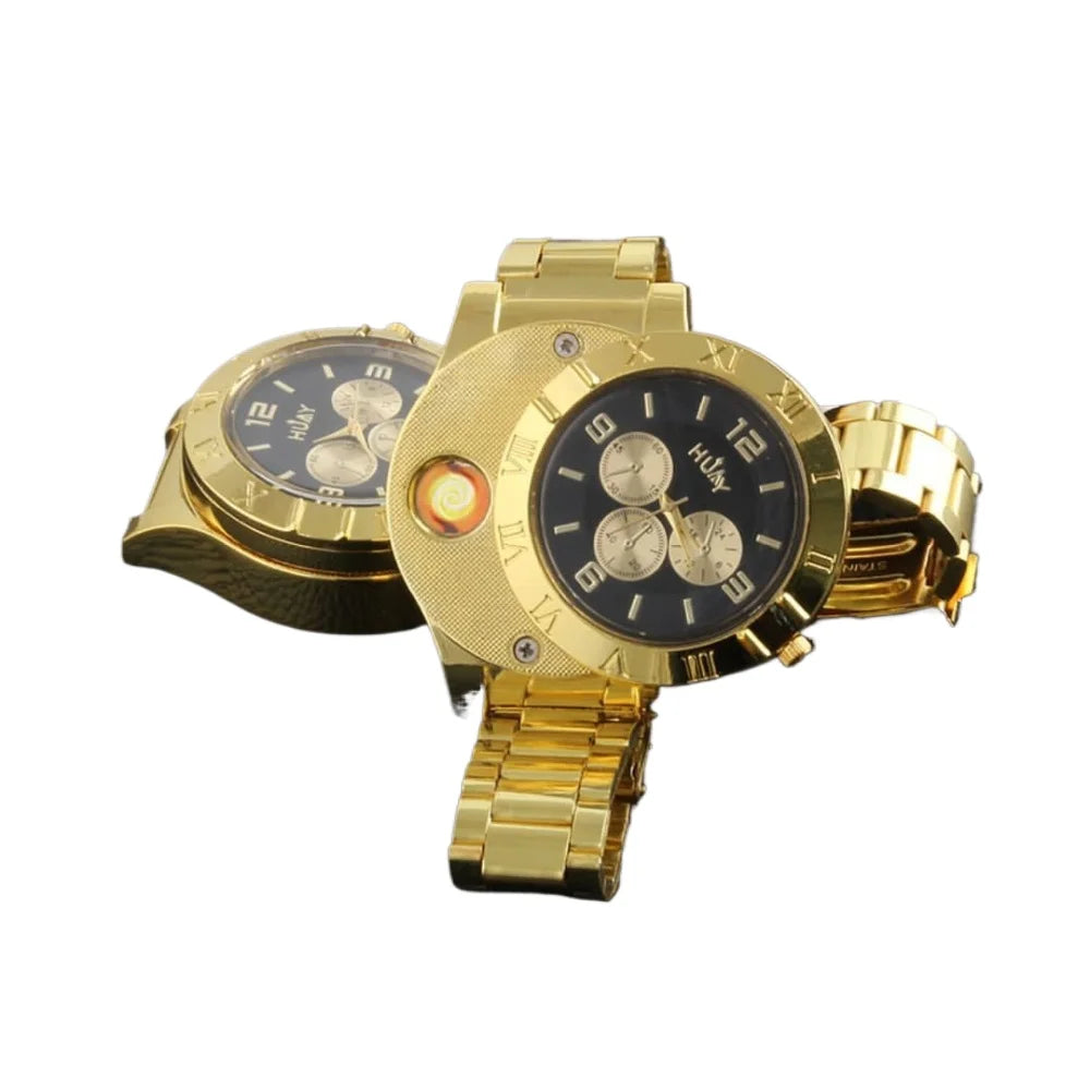 Watch Inflatable Lighter Fashion Metal Gas Windproof Portable Open Flame Lighter Smoking Cool Personality Gift