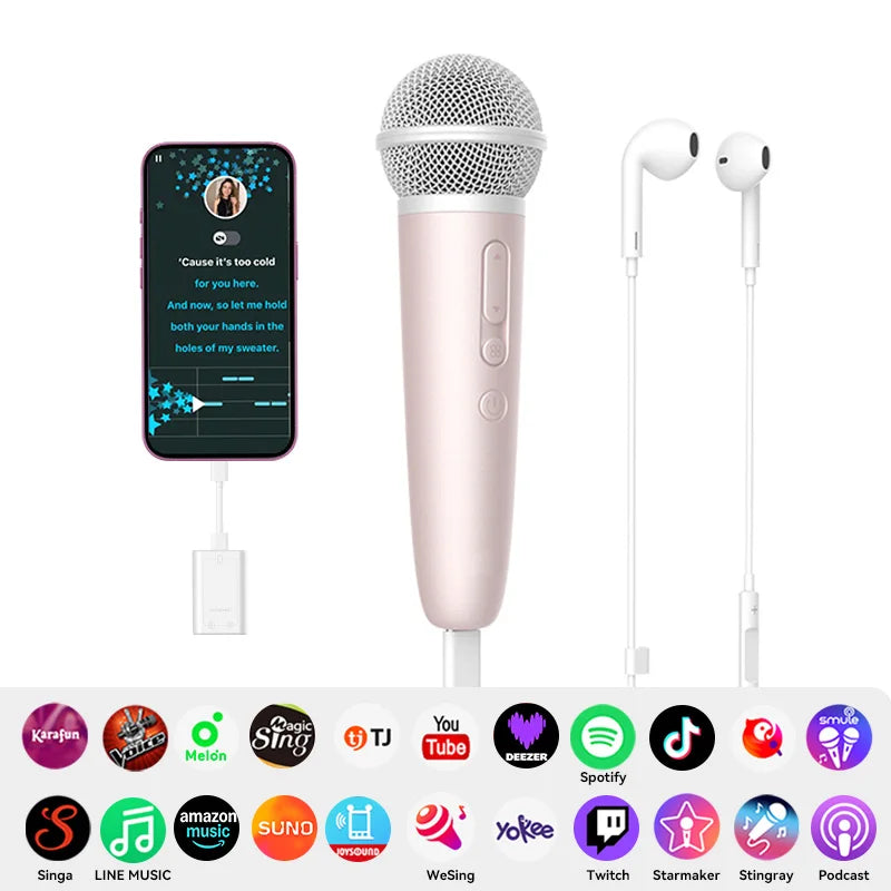 Sing & Record Wireless Karaoke Microphone with Earphone Monitoring, DSP Voice Enhancement Mic for Spotify, YouTube & Smule