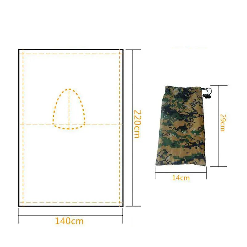Camouflage Waterproof Folding Rain Poncho with Storage Bag for Adults