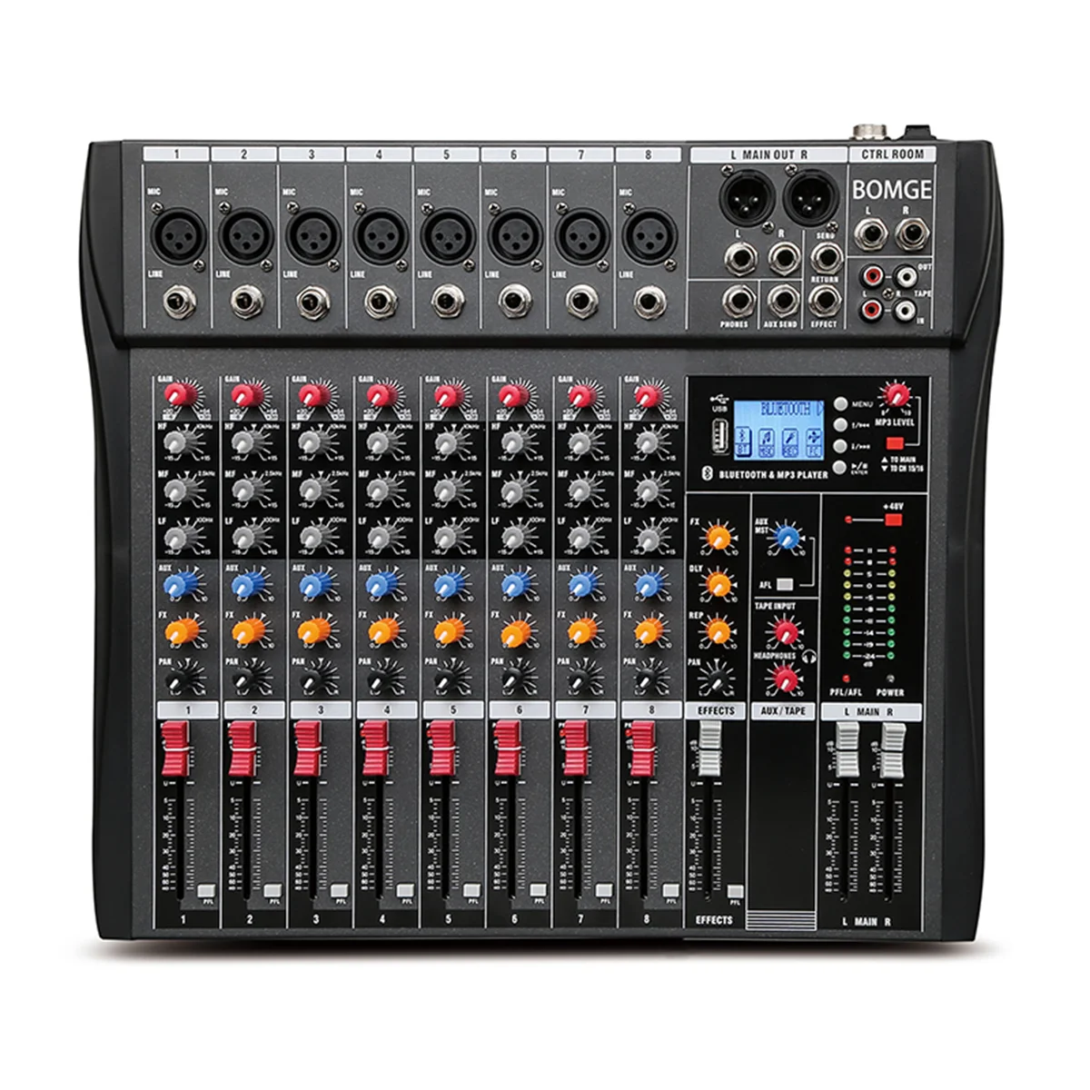 CT80S 8 Channel Professional Audio Mixer with 48V Phantom Power