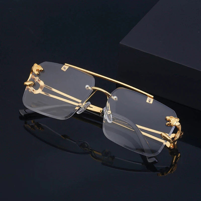 Retro Rimless Sunglasses For Men Steampunk Punk Fashion Glasses