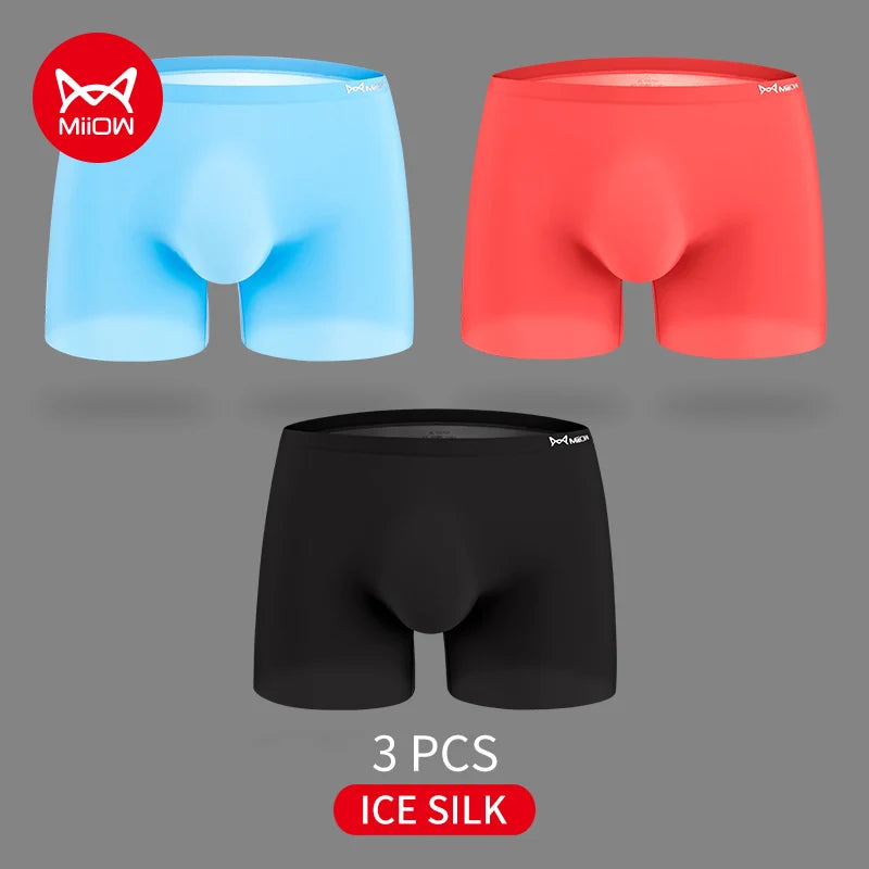 3-Pack Ultra-Thin 120S Ice Silk Men’s Breathable Boxer Shorts