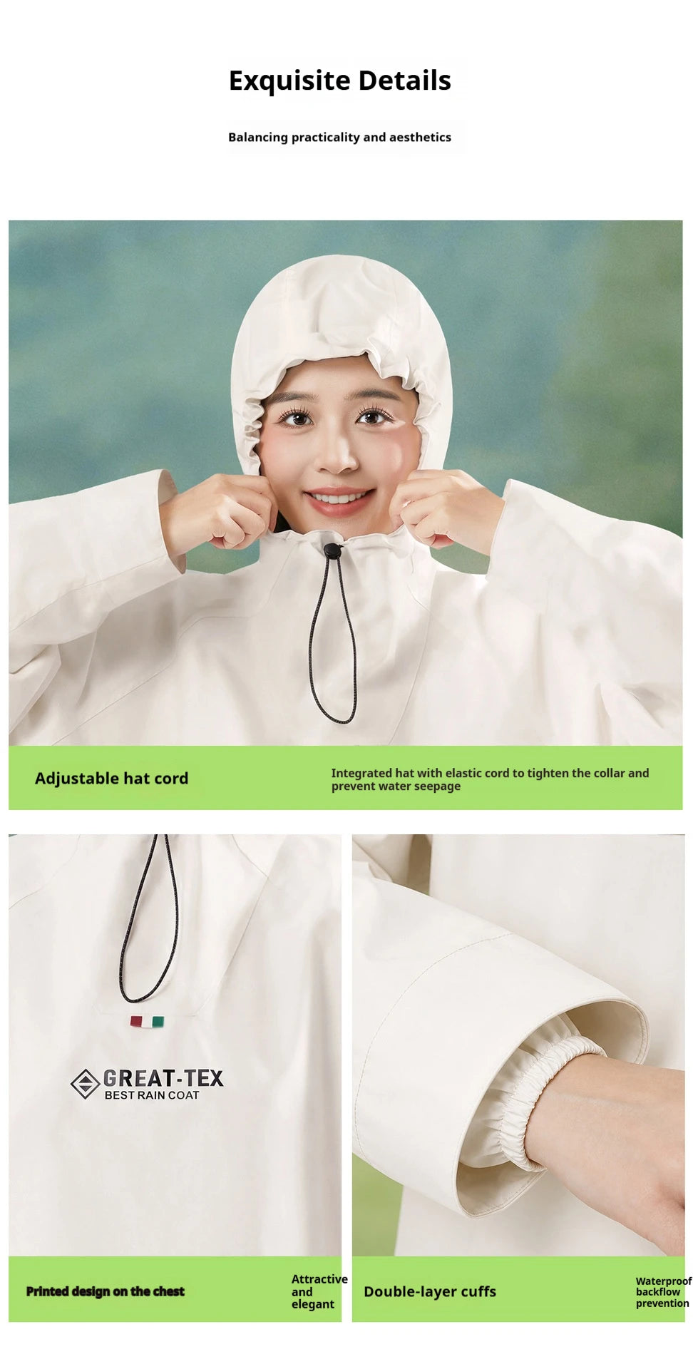 Full Body Waterproof Rain Poncho for Electric Scooter and Cycling