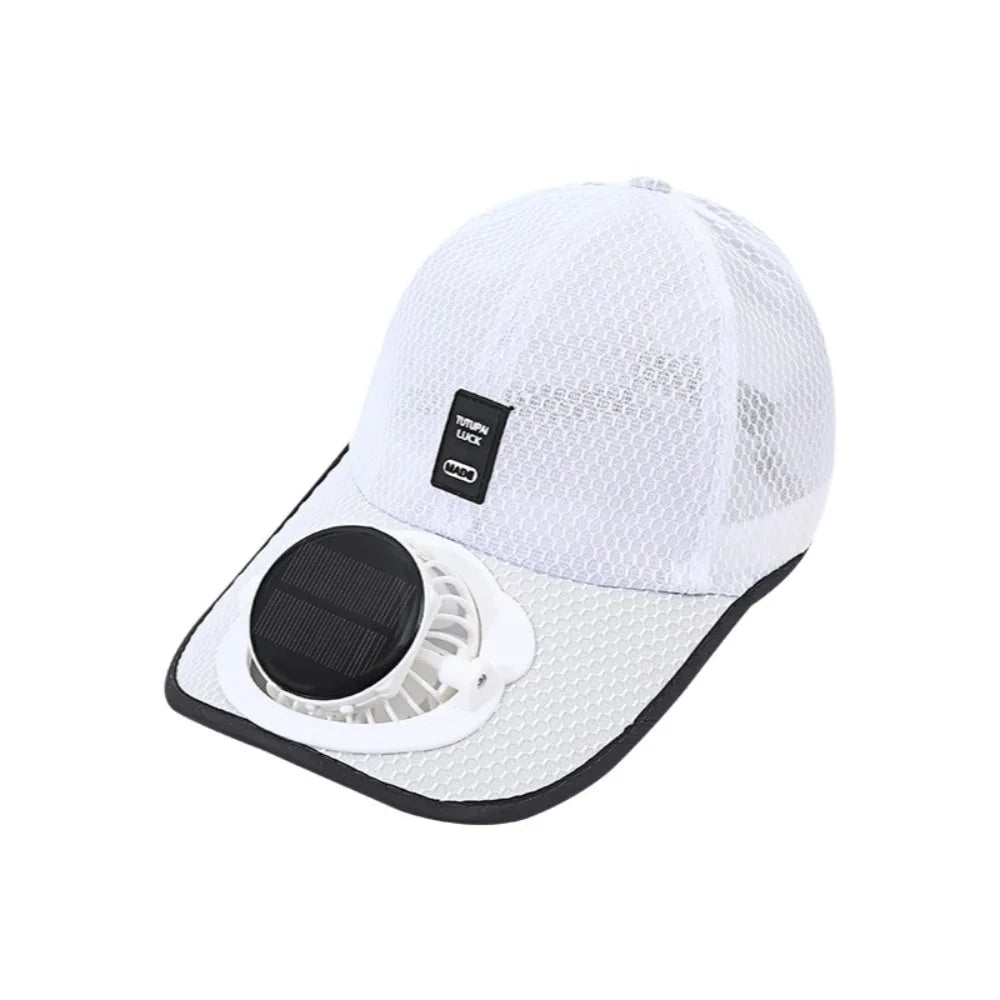 Solar Fan Baseball Cap With Rechargeable Battery