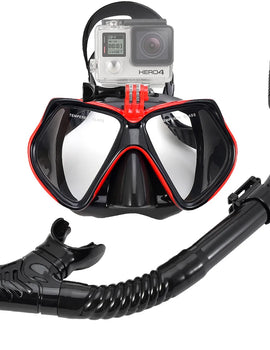 Snorkel Set Diving Mask For GoPro Underwater Sports Camera Anti-Fog Professional Swimming Goggles Dry Snorkeling Tube For Adults
