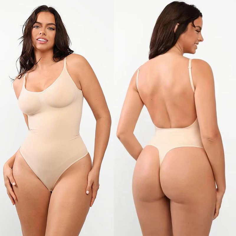 Low Back shapewear Bodysuit Women Waist Trainer Body Shaper Thong Dupes Shaping Corset Tops Body and Backless Bra