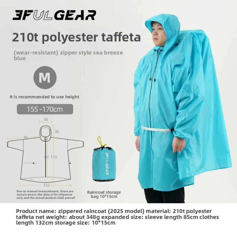 Ultralight Waterproof Zipper Raincoat for Hiking Camping and Travel