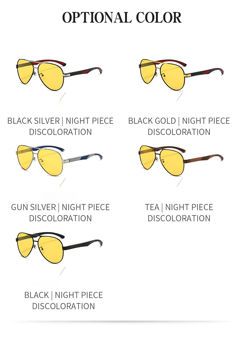 Pilot Photochromic Polarized UV400 Day Night Vision Driving Sunglasses for Men Women