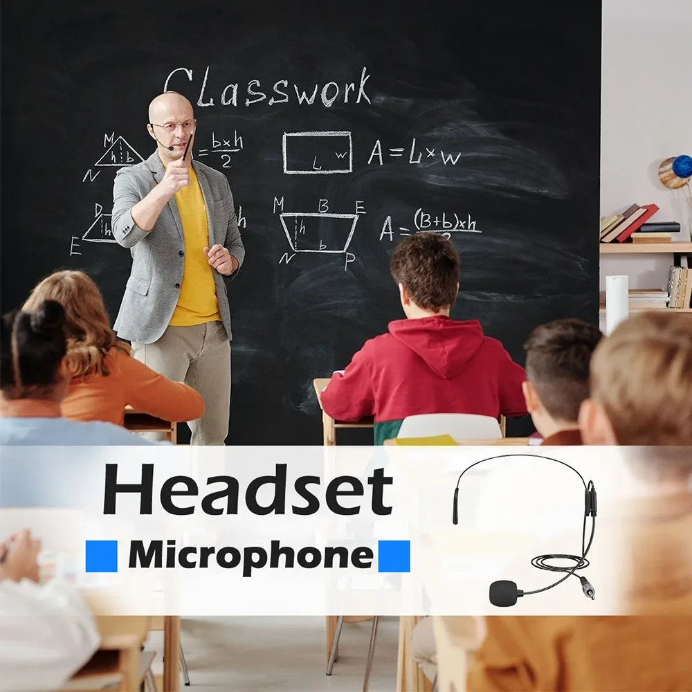 Dual Wireless Microphone System with Headset and Lavalier Microphones
