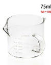 50/75/100/140ml Wood Handle Glass Espresso Measuring Cup Single Mouth Milk Jug Coffee Supplies Clear Kitchen Measure Mug