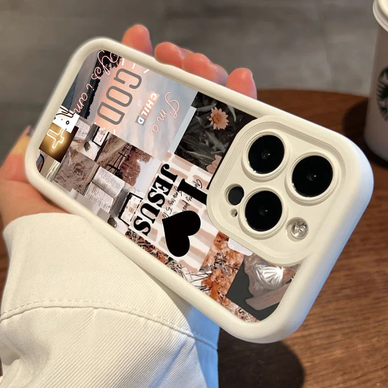 Jesus Collage Pattern Thick Shockproof Phone Case For iPhone 17 16 Pro Max Air 16E 15 14 Cover