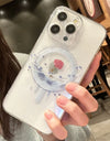 Magsafe Magnetic Transparent Cartoon Rose Flower Phone Case iPhone 16 15 14 Pro Max 16 Plus Wireless Charge Clear Funda