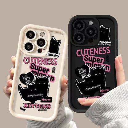 Cartoon Black Cat Case for Samsung Galaxy S24 S23 S22 Ultra S21 Plus S20 FE Cover