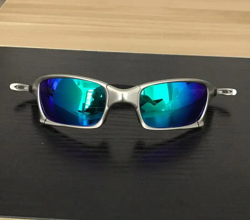 Polarized UV400 MTB Bike Cycling Sunglasses – Silver Metal Frame Riding Fishing Eyewear