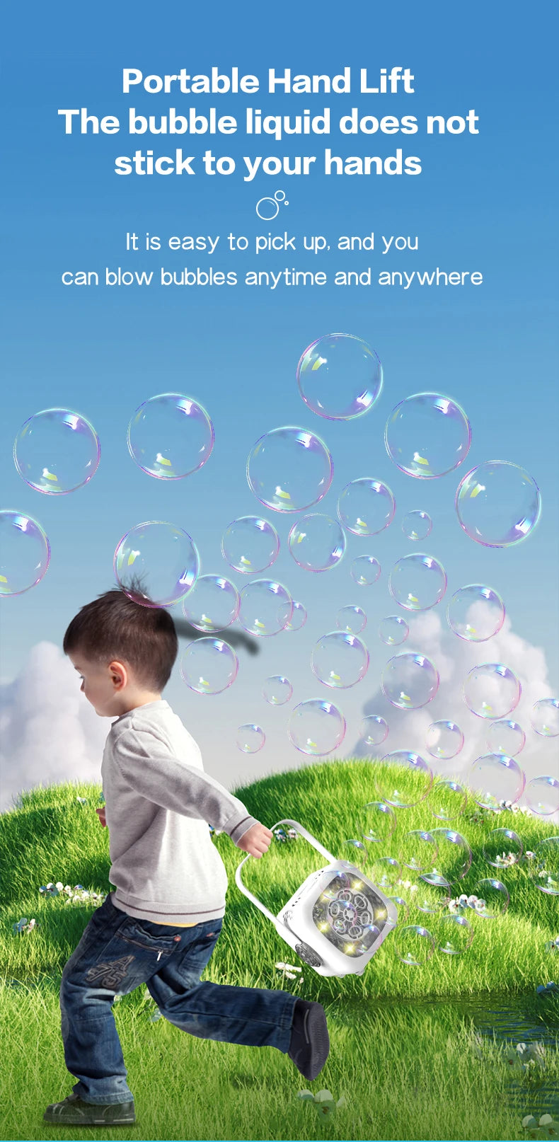 Children's 6-hole bubble machine continuously produces bubbles, electric party gifts (excluding bubble liquid and batteries) toy