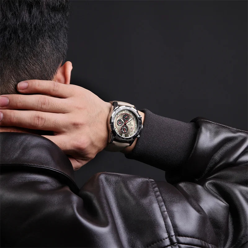 Watch For Men Multifunction Sport Luminous Mans Quartz Leather Watches