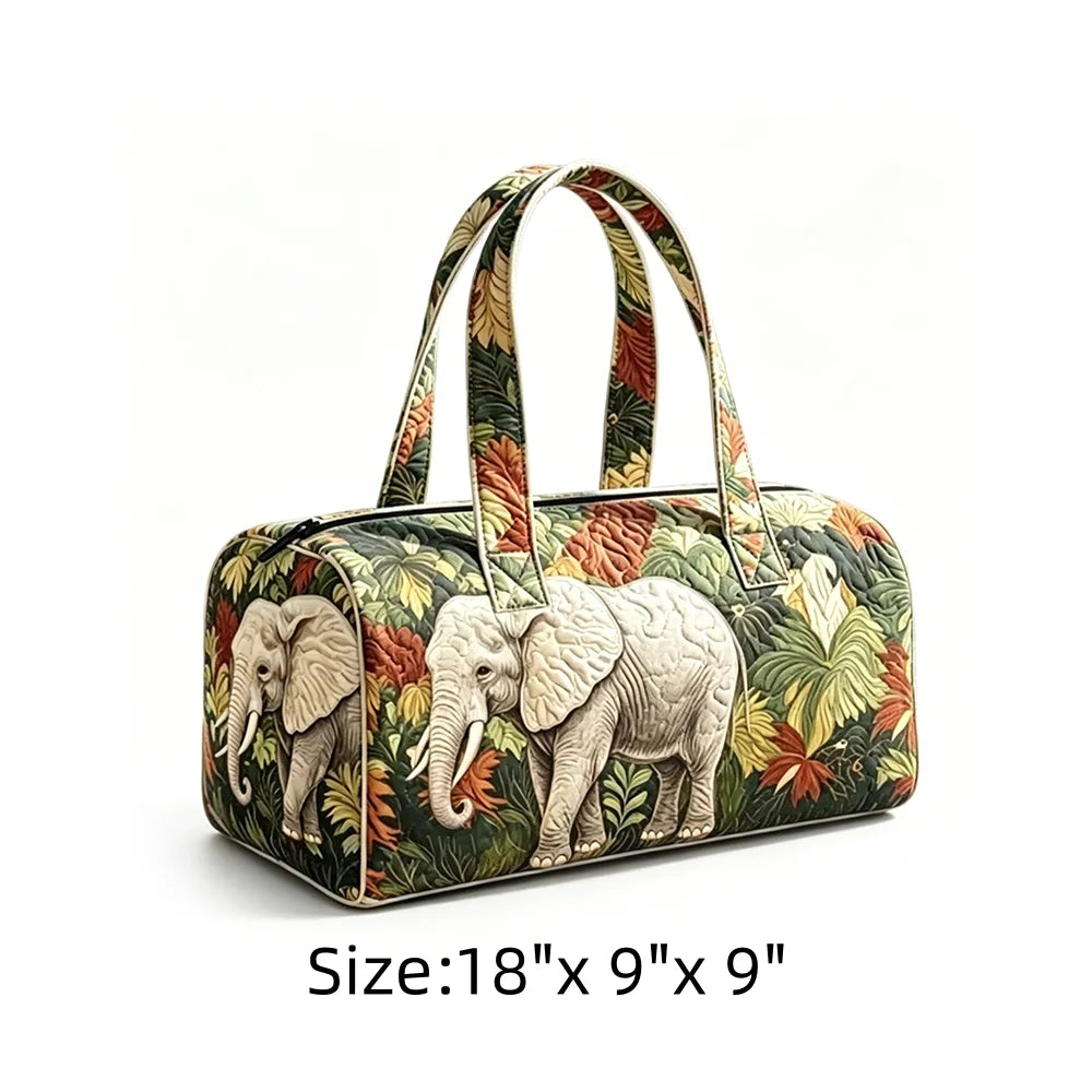 Vintage Animal Print Quilted Duffel Bag Overnight Travel Bag Lightweight Handheld Luggage for Vacation Gym Weekend Getaway