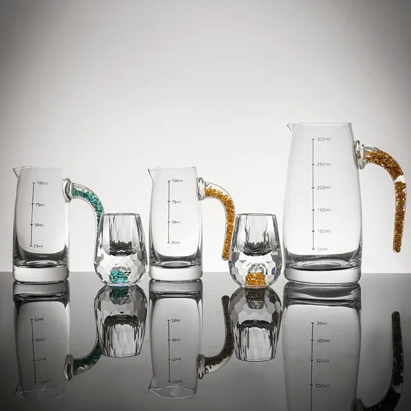 4/6pcs Diamond Crystal Liquor Glasses Set Vodka Shot Glass Wine Glasses Whiskey Glass Spirits Sake Soju Brandy Tea Cup 15ml