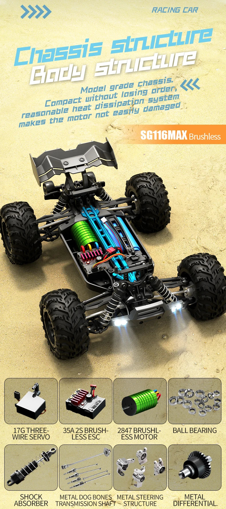 ZLL SG116 MAX/PRO 1:16 High Speed Drift Racing 80KM/H Or 40KM/H Brushless Motor 4WD RC Car Off Road Car Toys