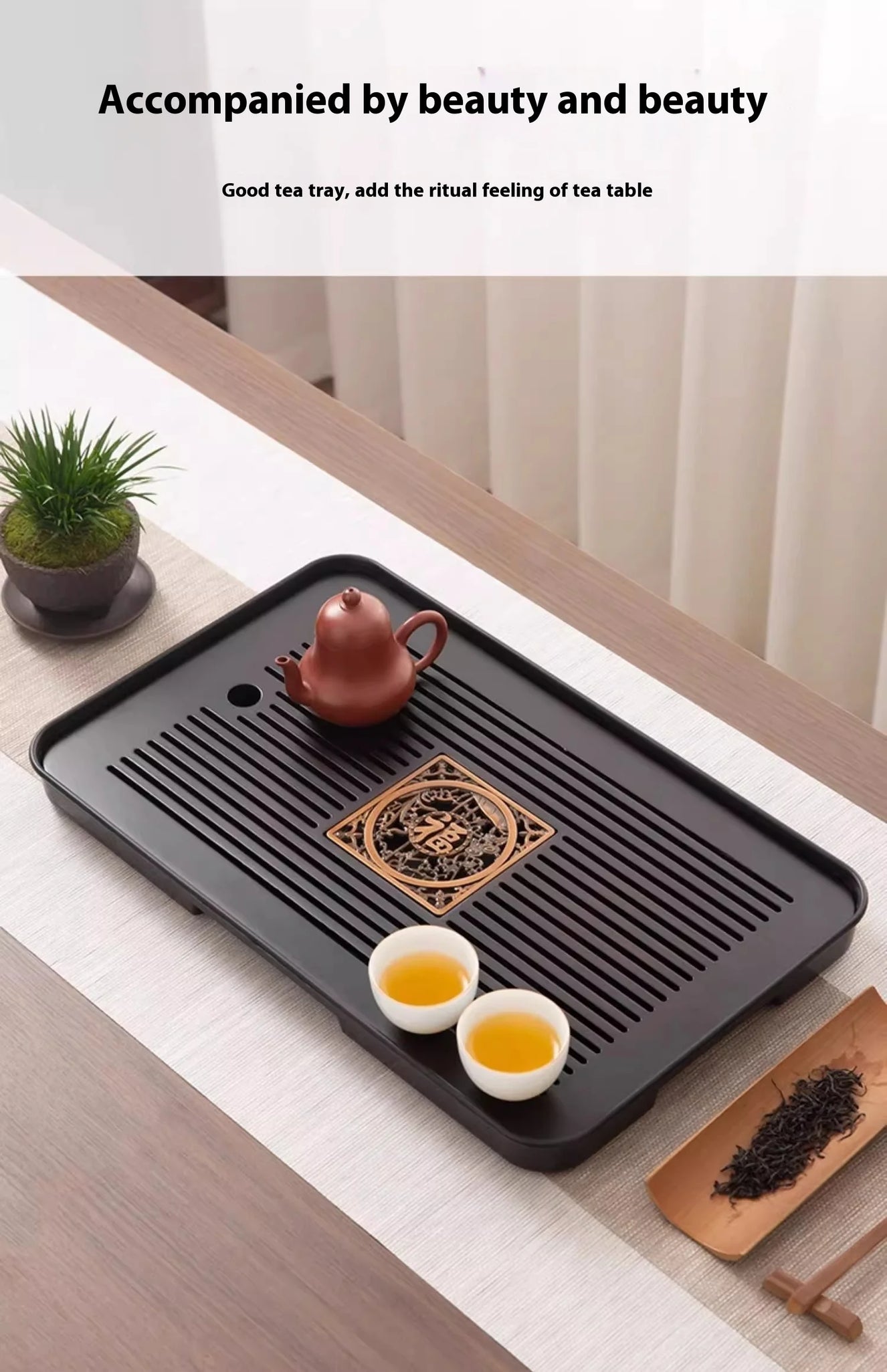 Bamboo Tea Tray Portable Dishes Rectangle Tea Ceremony Chaban Tea Chaban Tea Table Dual Purpose Drainage Water Storage