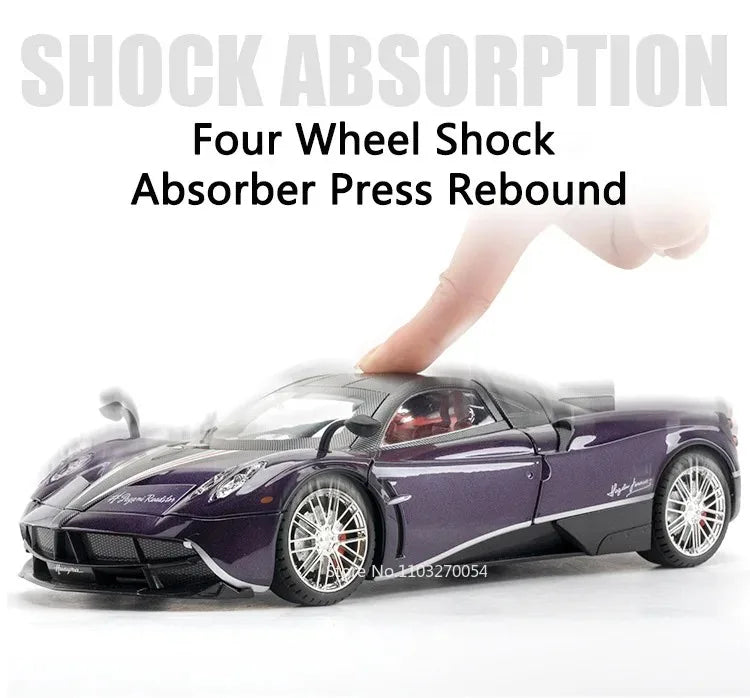 1:18 918 Spyder Martini Pagani Huayra Diecast Alloy Model Toys Car Doors Opened with Sound Light Miniature Vehice Adult Boy Gift