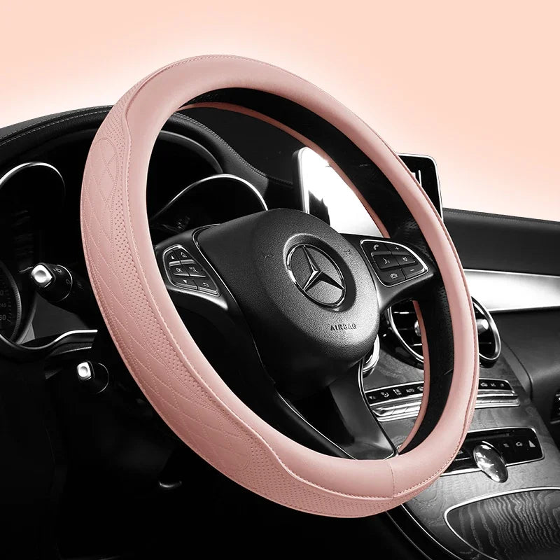 Perforated Nappa Leather Car Steering Wheel Cover 37CM 38CM
