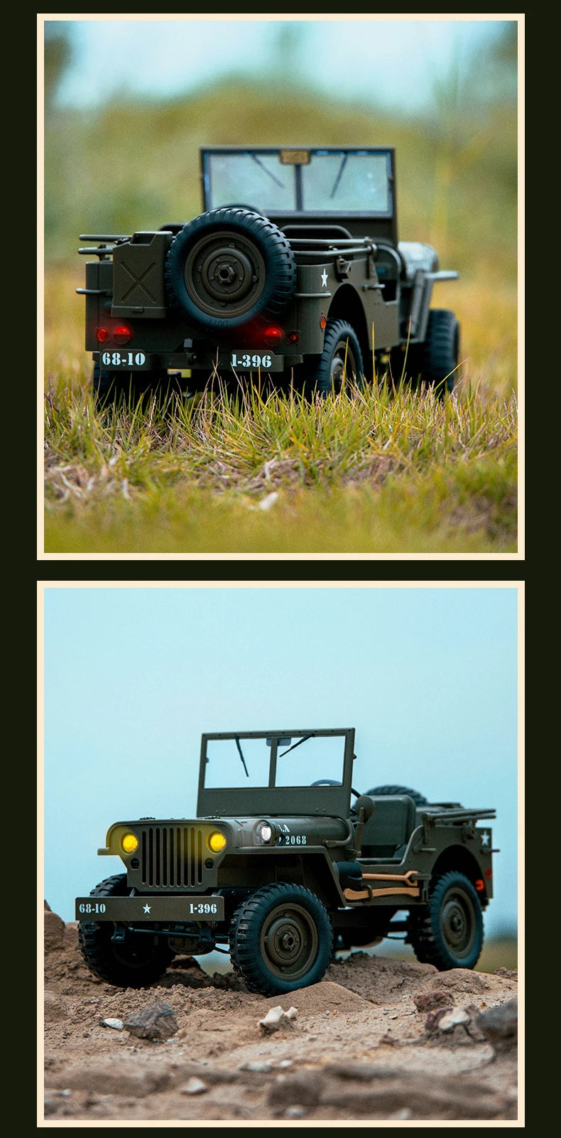 1 to 10 Scale 4WD Remote Control Military Off Road Jeep