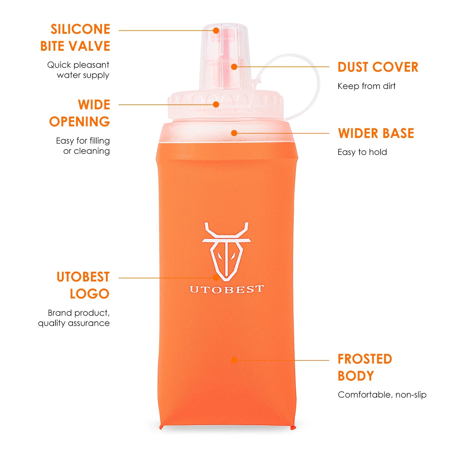 350ml/500ml Soft Flask Foldable Silicone Water Bottle TPU Running Kettle Outdoor Camping Running Cycling