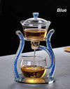 Glass Automatic Lazy Tea Set  Crystal Glass Teapot Set Rotating Cover Kung Fu Heat-Resistant Teapot 6 Cups