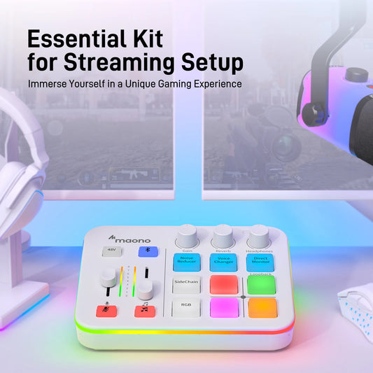 G1 NEO Gaming Audio Mixer,Streaming 4-Channel Custom Sound Effects RGB with XLR Microphone Interface,for GameVoice,Podcast
