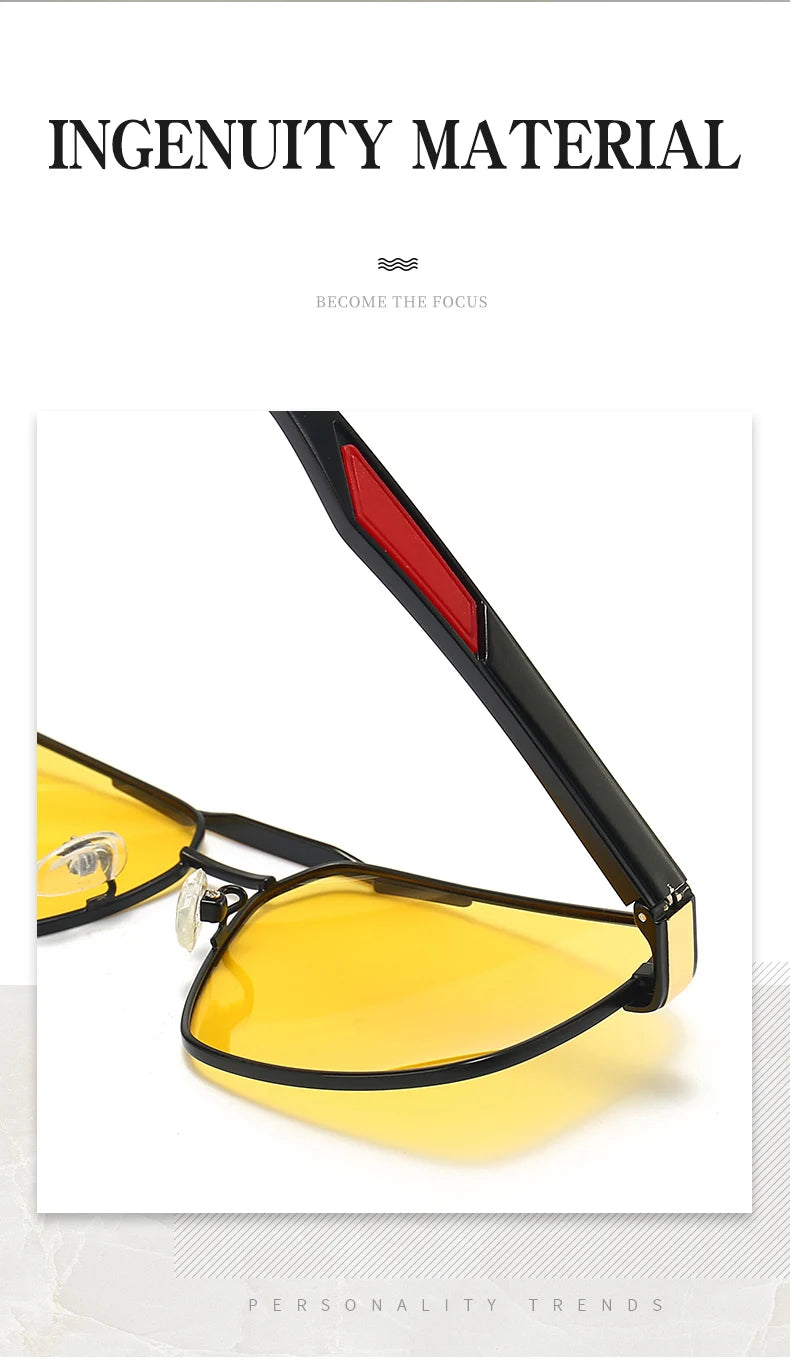 Photochromic Polarized Night Vision Driving Sunglasses UV400 Yellow Lens Goggles for Men Women