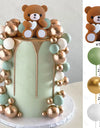 1 Set Pink Bear Cake Toppers Boho Rainbow Nude  Pink Balls Cake Decorations for Birthday Baptism  Shower Party Favor