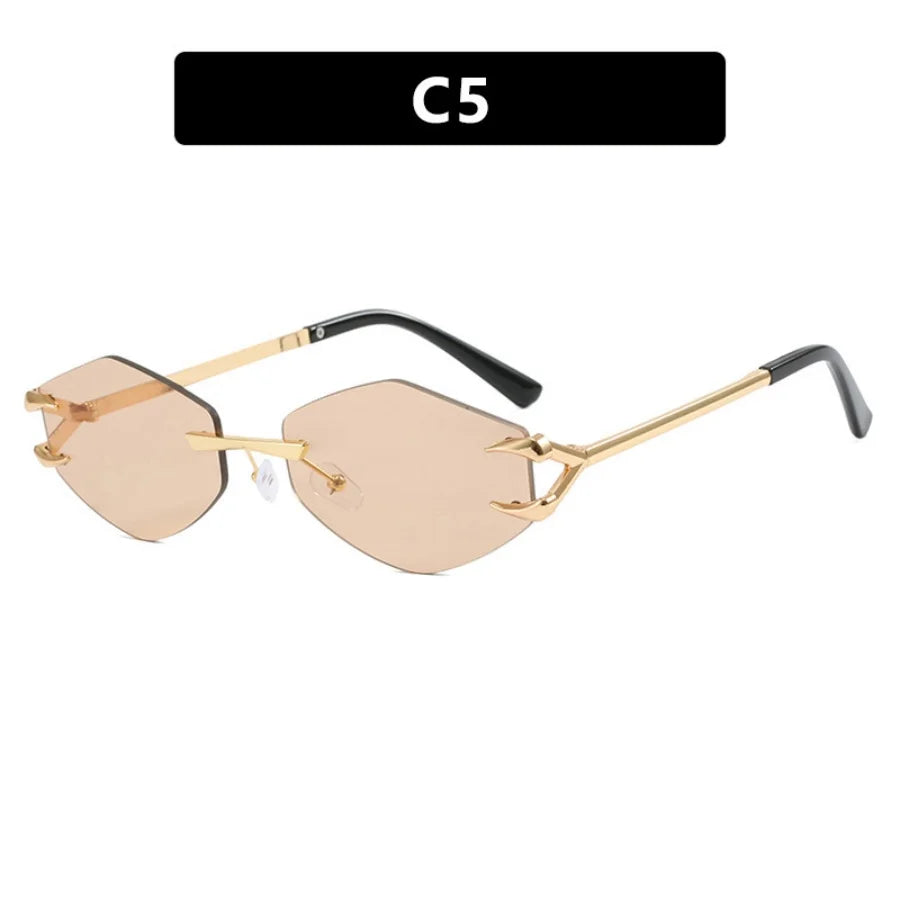 Sunglasses Personalized Frameless Glasses Polygonal Sun Glasses Casual Hip-Hop Trendy Outdoors Eyeglasses Men UV400