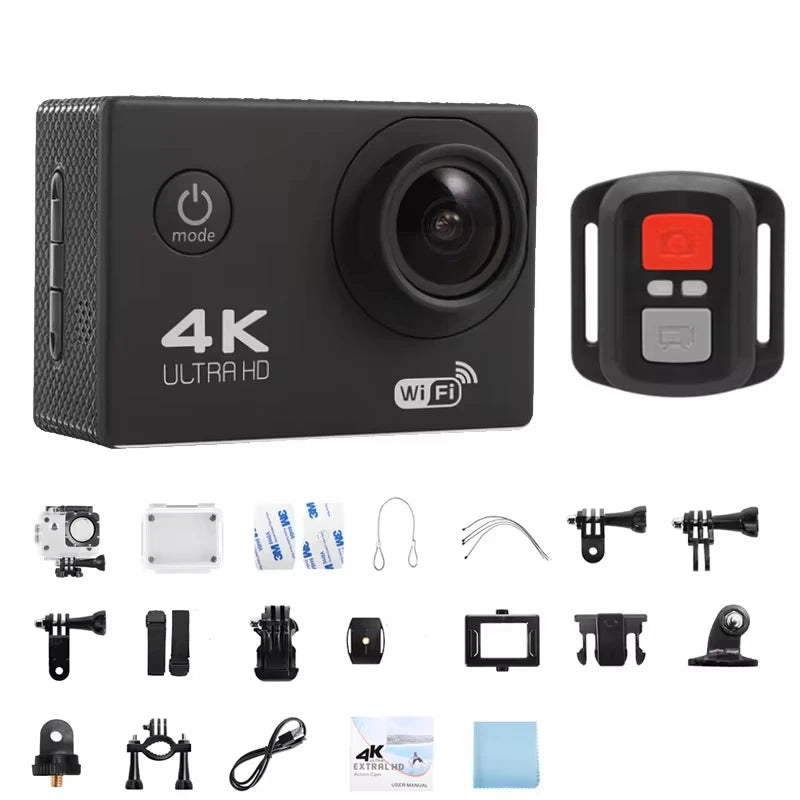 4K WiFi Action Camera with 2 Inch Screen and 30M Waterproof Case