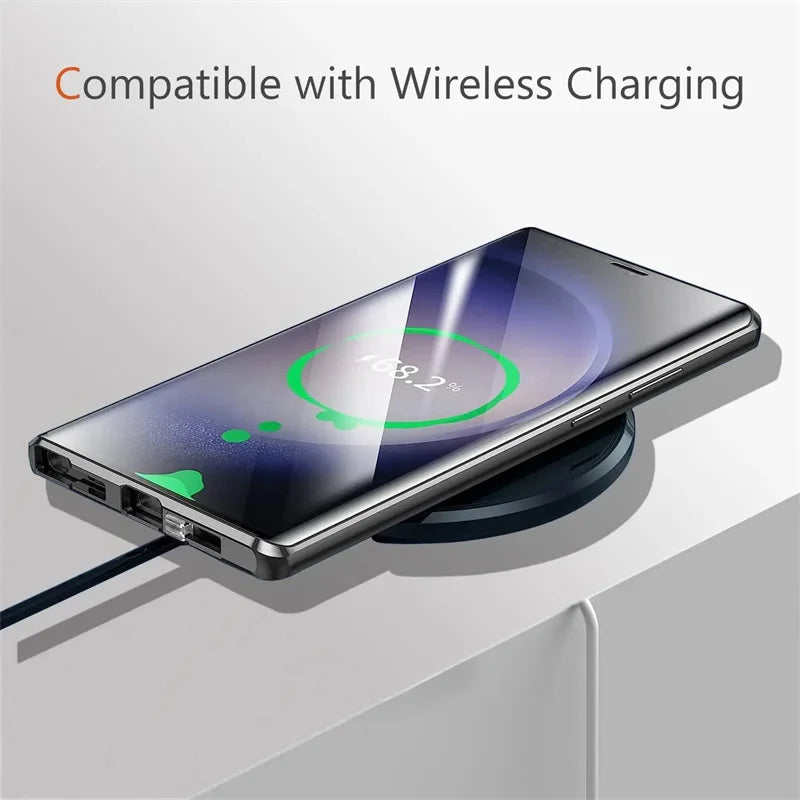 For Samsung Galaxy S24 S23 FE S22 23 25 Ultra Plus Full Lens Protection 360 metal Double-sided Glass Buckle Lock  Shell