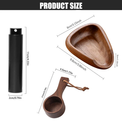 Multifunctional Wooden Coffee Bean Dosing Cup and Light Spray Bottle Barista Set for Enhance Brewing Coffee Experience