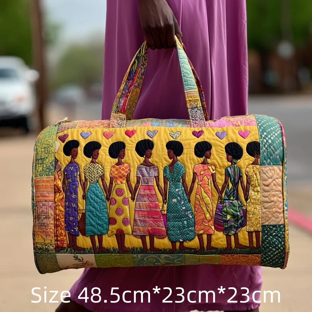 3D Quilted African Tote Bag for Women Colorful Tribal Print African Ladies Sunset Fruit Basket Gym Boho Festival Overnight Bags