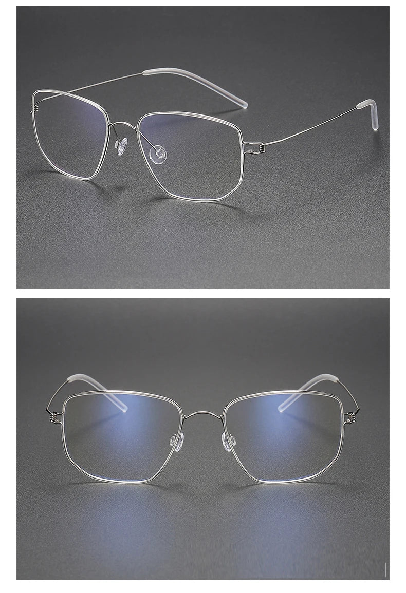 Irregular Polygon Titanium Screwless Eyeglasses Frame