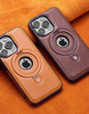 Leather for Magsafe Case For iPhone 16 15 Pro Max 14 Plus 16Pro Luxury Protection Magnetic Ring Holder Back Cover