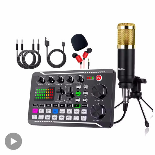 Professional USB Condenser Microphone Sound Mixer Kit With Bluetooth Voice Changer