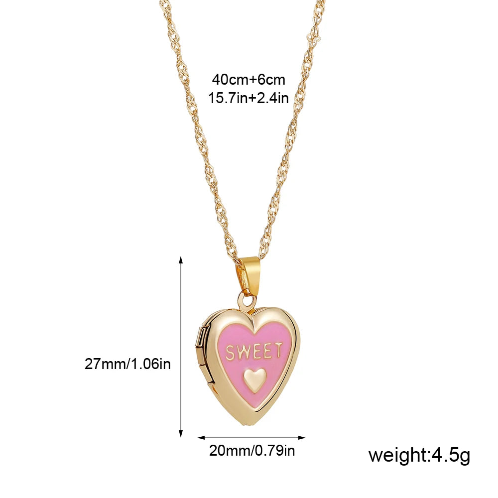 Openable Album Photo Frame Locket Heart Shape Pendant Necklace